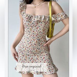 Avantlook floral off shoulder mini feminine prairie cowgirl summer dress